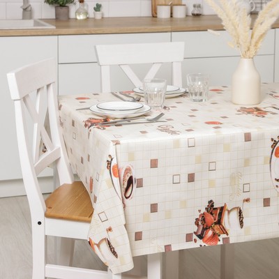 Клеёнка на стол Доляна, на нетканой основе, ширина 137 см, толщина 0.8 мм, рулон 20 м