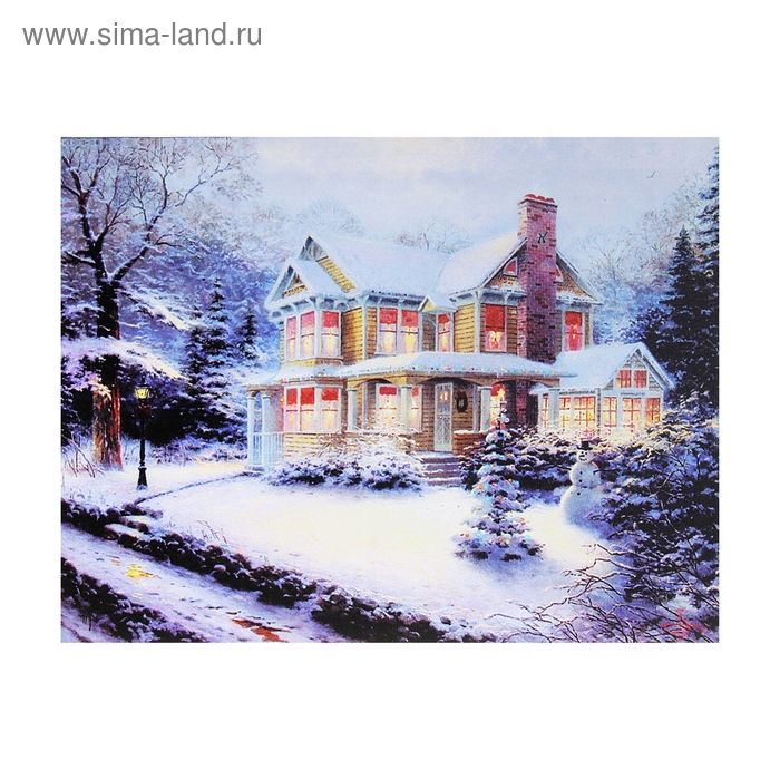 картина свет 40*30 см зимний дом - Фото 1