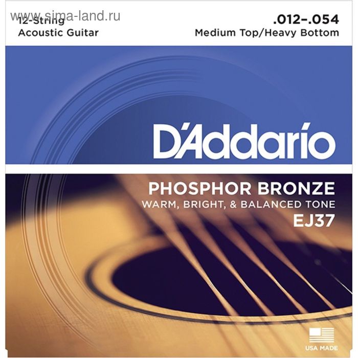 Комплект струн для 12-струнной гитары D'Addario EJ37 Phosphor Bronze - Фото 1