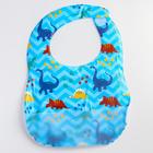 Нагрудник для кормления «Динозаврики» непромокаемый на липучке, с карманом, мягкий - фото 45645694