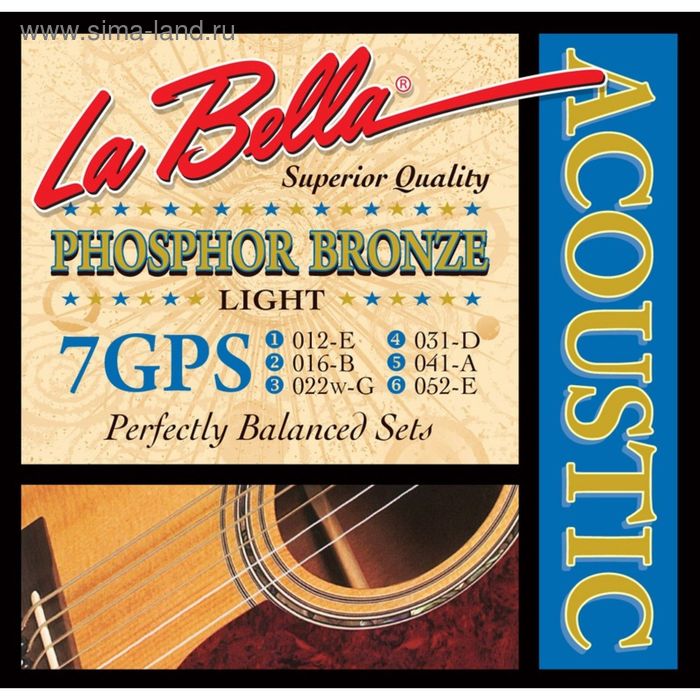 Струны для акустической гитары La Bella 7GPS Light - Фото 1