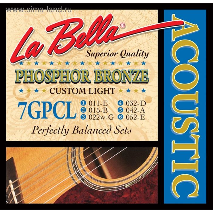 Струны для акустической гитары La Bella 7GPCL Custom Light - Фото 1