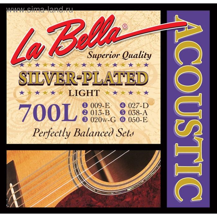 Струны для акустической гитары La Bella 700L Light - Фото 1