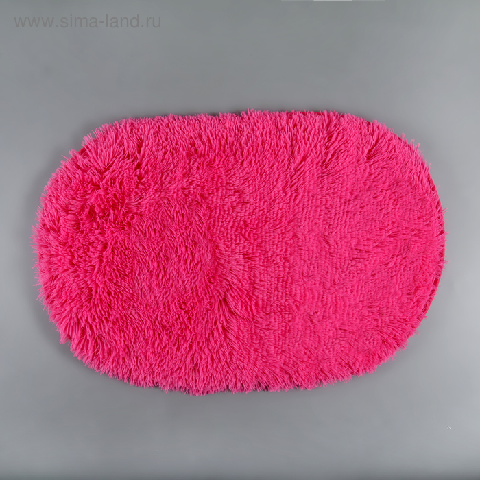 Коврик для ванной овальный Доляна «Пушистик», 40×60 см, цвет светло-розовый - Фото 1