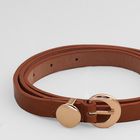 Ремень женский, гладкий матовый, пряжка золото, ширина - 1,5 см, цвет коричневый - Фото 2