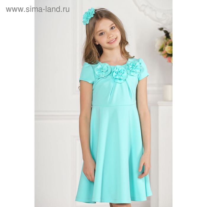 Платье детское, цвет бирюза, размер 28, рост 98 - Фото 1