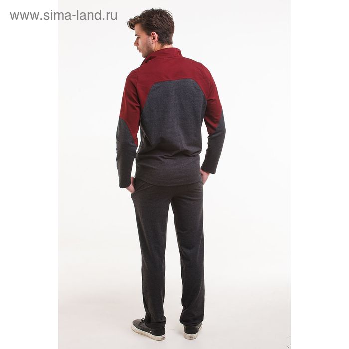 Комплект мужской (фуфайка, брюки) цвет бордовый, р-р 52 - Фото 1