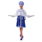Русский женский костюм, платье с отлетной кокеткой, кокошник, цвет синий, р-р 42, рост 172 см - Фото 2