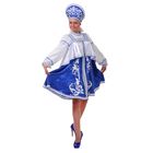 Русский женский костюм, платье с отлетной кокеткой, кокошник, цвет синий, р-р 44, рост 172 см - Фото 3