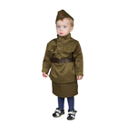 Карнавальный костюм «Солдаточка-малютка», пилотка, гимнастёрка, ремень, юбка, 1-2 года, рост 82-92 см - фото 9759290