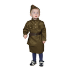 Карнавальный костюм «Солдаточка-малютка», пилотка, гимнастёрка, ремень, юбка, 1-2 года, рост 82-92 см - фото 9759292