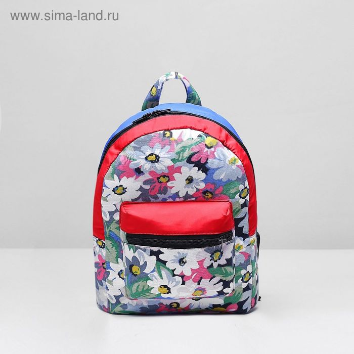 Рюкзак на молнии, 1 отдел, наружный карман, цвет красный/разноцветный - Фото 1