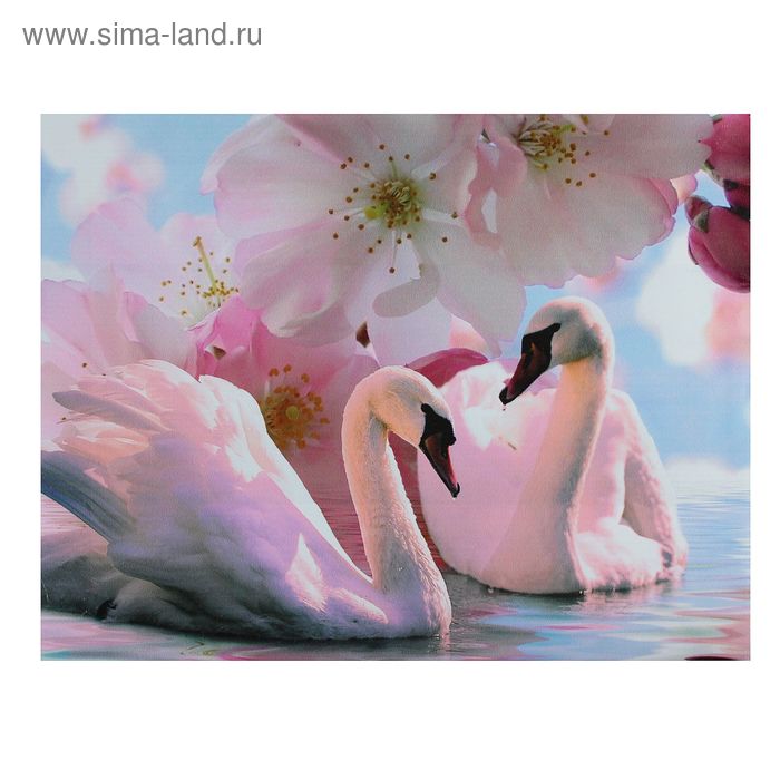 Картина на холсте "Лебеди под цветами" 30х40 см - Фото 1