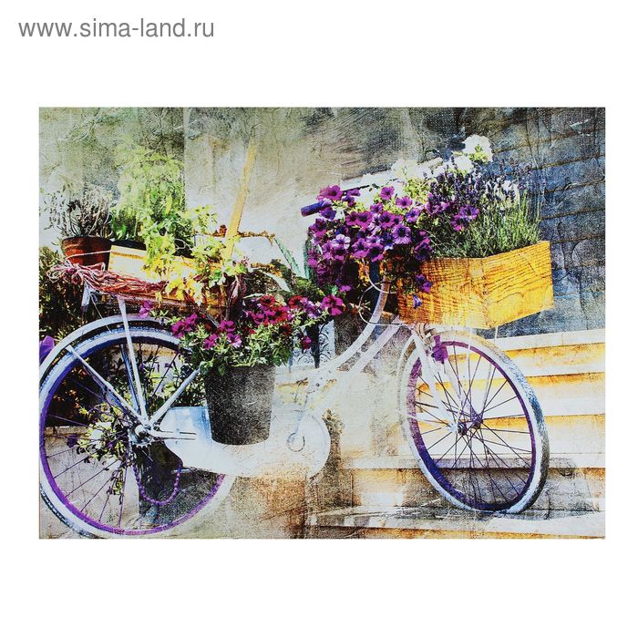 Картина на холсте "Цветочный велосипед" 30х40 см - Фото 1