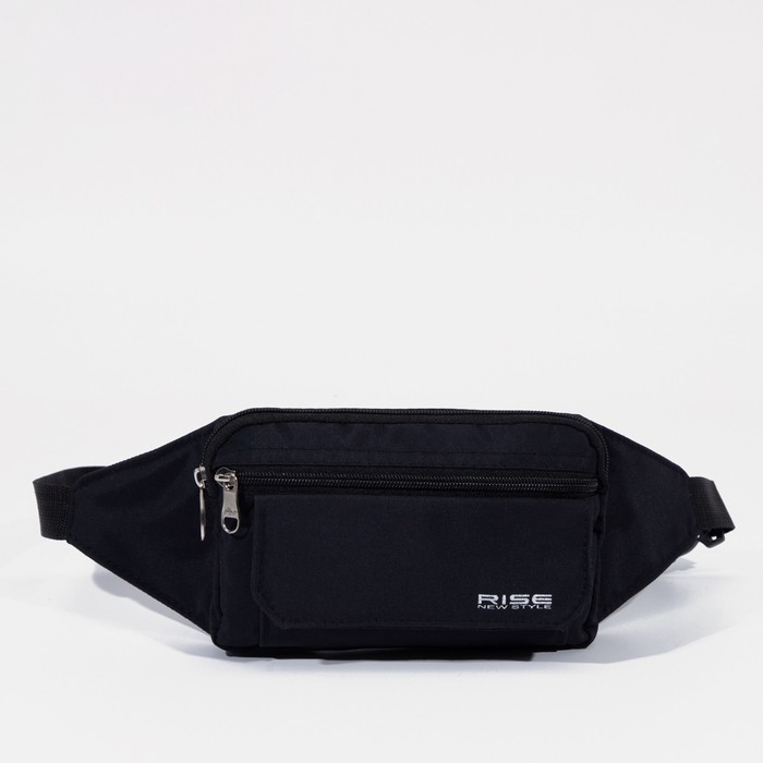 Поясная сумка на молнии, 3 наружных кармана, цвет чёрный - Фото 1
