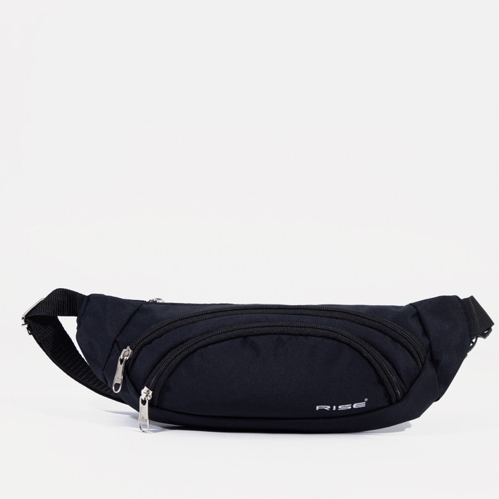 Поясная сумка на молнии, 2 наружных кармана, цвет чёрный - Фото 1