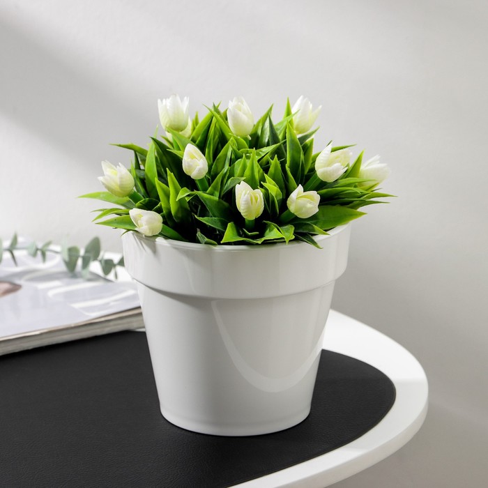 Кашпо для цветов со вставкой Plast-Avenue «Порто», 1 л, пластик, белое - Фото 1