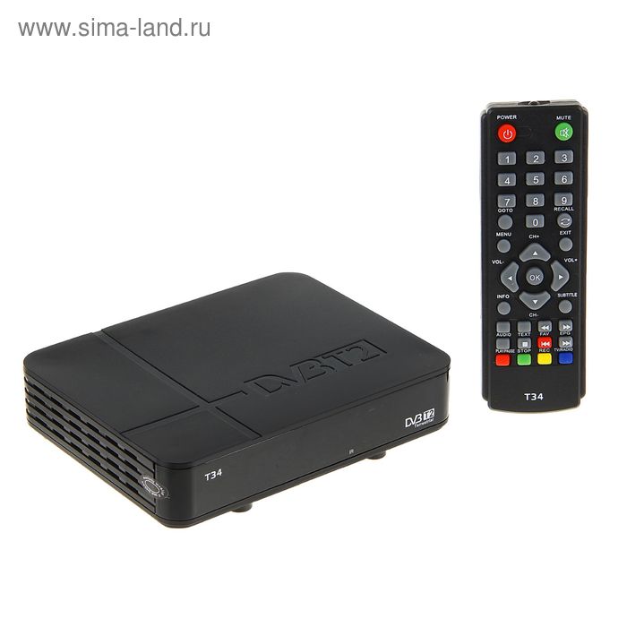 Приставка для цифрового ТВ "Эфир" Т34, FullHD, DVB-T2, дисплей, HDMI, RCA, USB, черная - Фото 1