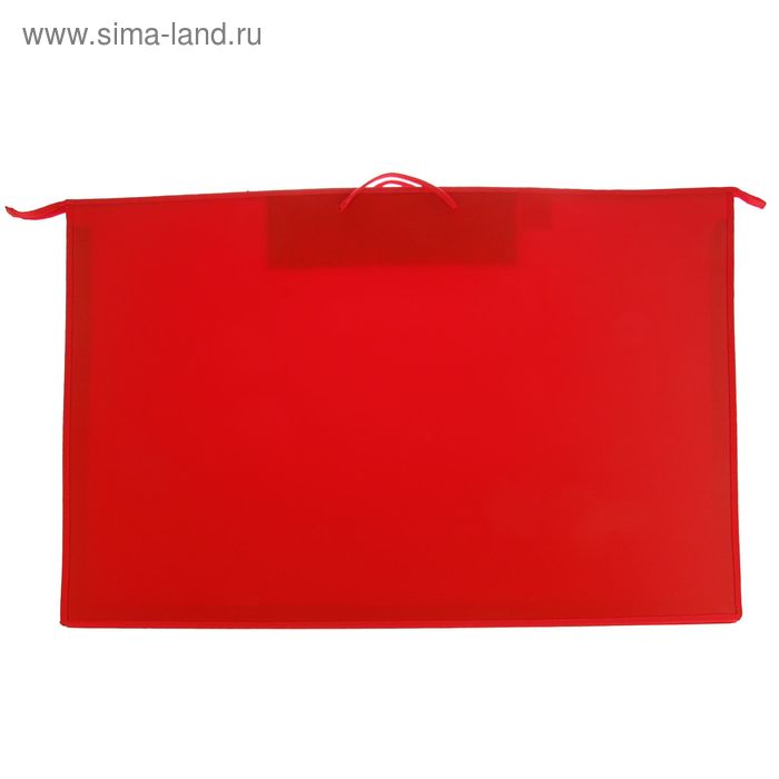 Папка А1 с ручками пластик, молния сверху, 900 х 655 х 50 мм, карман внутри, красная - Фото 1