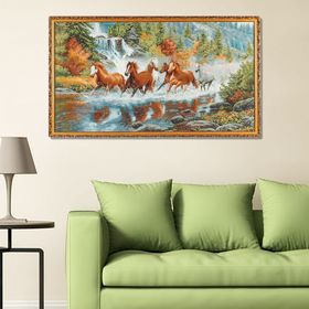 Гобеленовая картина "Лошади у водопада" 130*75 см