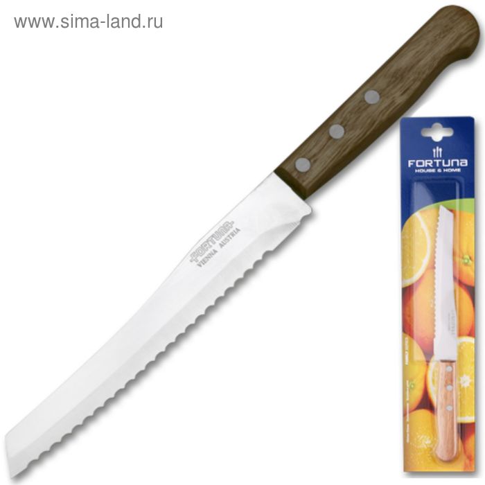 Нож для хлеба, 18 см, деревянная ручка - Фото 1