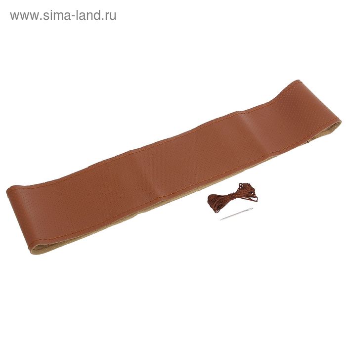 Сшивной чехол TORSO на руль 38 см, перфорированная искусственная кожа, коричневый - Фото 1