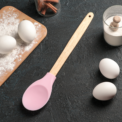 Ложка силиконовая гарнирная Доляна «Эко», 30,3 см, цвет МИКС