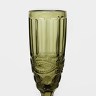 Бокал из стекла для шампанского «Ла-Манш», 160 мл, 7×20 см, цвет зелёный - Фото 3