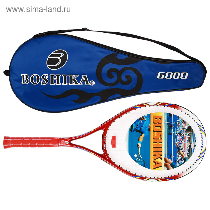 Ракетка для большого тенниса BOSHIKA 768 тренировочная, алюминиевая, 352 г, в чехле, цвет красный - Фото 1