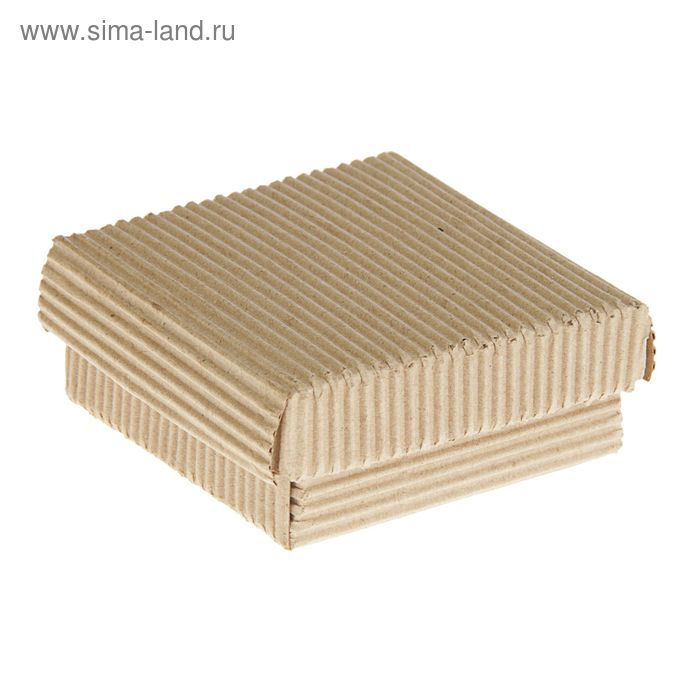Коробка крафт из рифлёного картона, 9 х 9 х 3,5 см - Фото 1