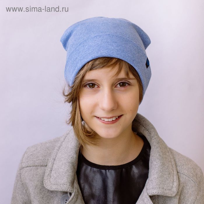 Шапка для девушек "М-40" демисезонная, размер 52-54, цвет голубой  меланж (арт. 807254) - Фото 1