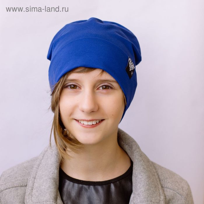Шапка для девушек "М-120" демисезонная, размер 52-54, цвет ярко-синий (арт. 807613) - Фото 1