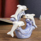 Сувенир керамика "3 дельфина на волне" белые 11х11х4 см - Фото 2