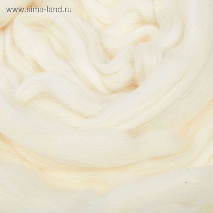 Шерсть для валяния 100% полутонкая шерсть 100гр (0230, отбелка) - Фото 1