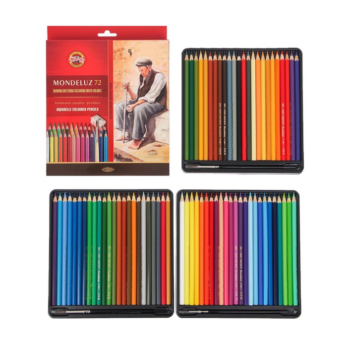 Карандаши цветные акварельные набор 72 Koh-I-Noor Mondeluz3714 + точилка + кисть 2 шт.