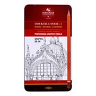 Набор карандашей чернографитных разной твердости 12 штук Koh-i-Noor 1502/III, 5B-5H, в металлическом пенале - Фото 1