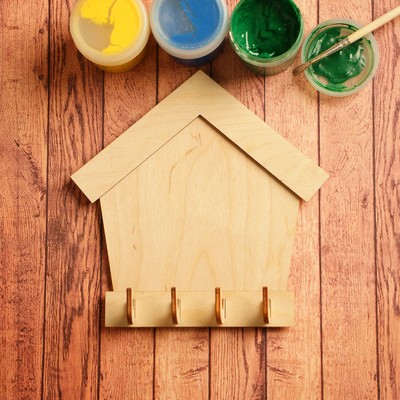 Ключница настенная «Домик», 4 крючка, заготовка для творчества