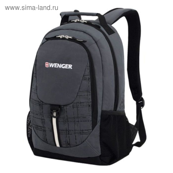 Рюкзак WENGER для старших классов и студентов, серо-чёрный, 45 x 14 x 32 см, 20 л - Фото 1