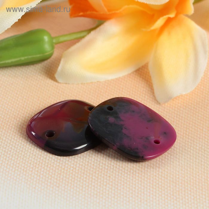 Пуговица декоративная, 2 прокола, 20 × 23 мм, цвет фиолетовый - Фото 1