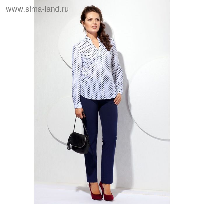 Блуза женская, размер 44, цвет молочный+синий Б-160/1 - Фото 1