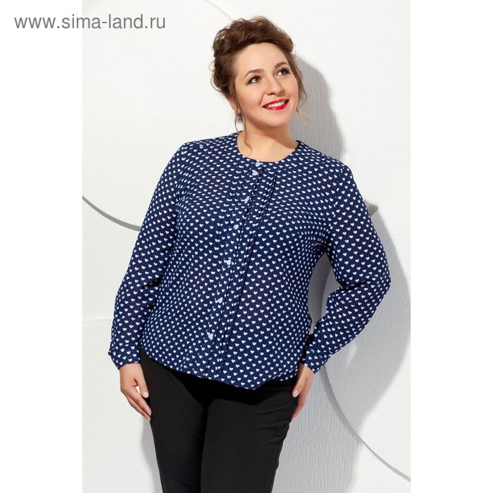 Блуза женская, размер 52, цвет тёмно-синий+белый Б-161 - Фото 1