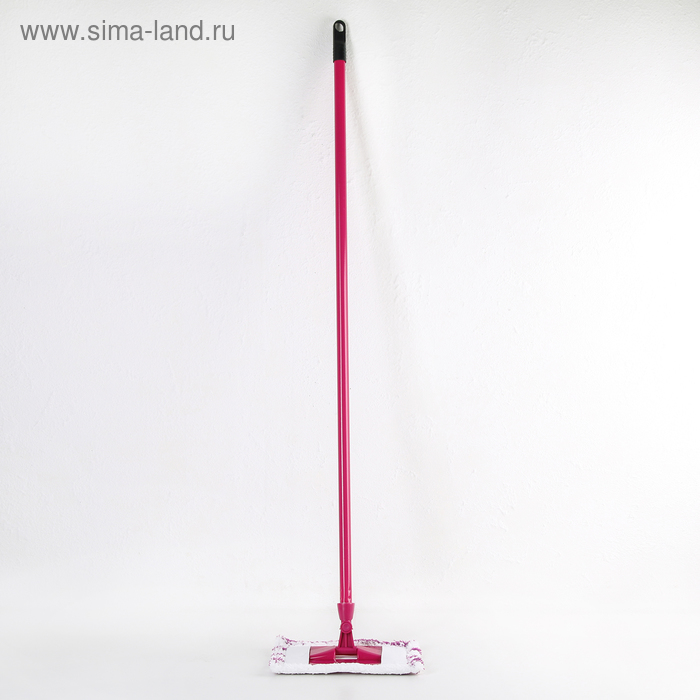 Швабра для мытья пола плоская, ручка 110 см "Мини", насадка микрофибра 20×10 см, цвет МИКС - Фото 1