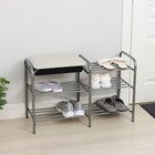 Этажерка для обуви с сиденьем и ящиком «Люкс», 3 яруса, 79×33×50 см, цвет серый - Фото 1