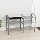 Этажерка для обуви с сиденьем и ящиком «Люкс», 3 яруса, 79×33×50 см, цвет серый - Фото 2