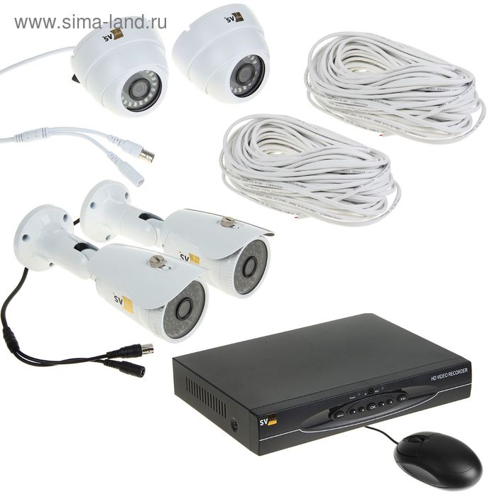 Комплект видеокамер универсальный Svplus VHD-Kit114U, AHD, 1 Мп, 2 ул. + 2 вн. Камеры - Фото 1
