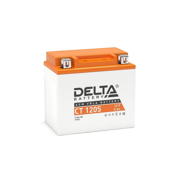 Аккумуляторная батарея Delta СТ1205 (YTX5L-BS, YT5L-BS, YTZ7S) 12 В, 5 Ач обратная (- +) - Фото 1