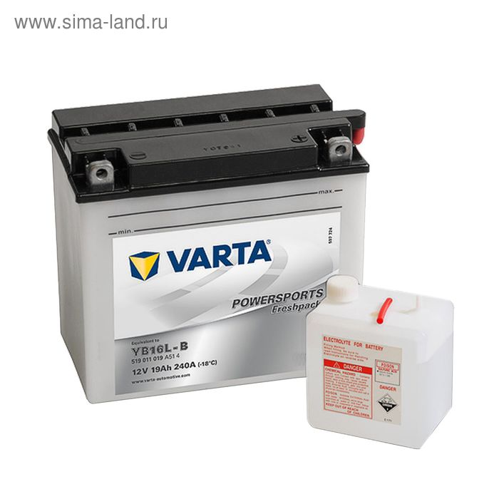Аккумуляторная батарея Varta 19 Ач Moto 519 011 019 (YB16L-B), обратная полярность - Фото 1