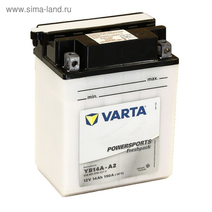Аккумуляторная батарея Varta 14 Ач Moto 514 401 019 (YB14А-A2), обратная полярность - Фото 1