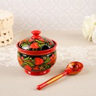 Сахарница дерево хохлома «Красота» с ложкой, 10×9 см - Фото 7