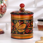 Банка для хранения сыпучих продуктов «Земляничка», кадочка средняя, 8.5×15 см, дерево, хохлома - Фото 1